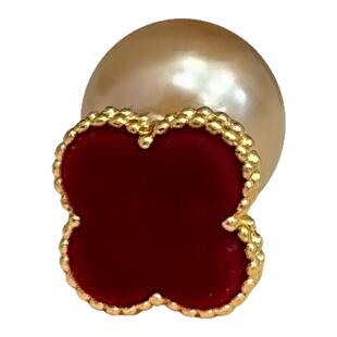 复古安可拉红色四叶草珠珠耳钉2026新款简约高级感耳环时尚耳饰