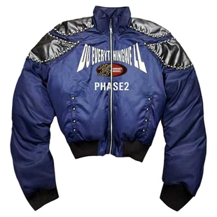 DETW 25AW*宝石蓝中世纪盔甲铆钉高级设计感复古街头羽绒棉服外套