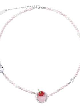 小众粉色锁骨链Blingkolio串珠