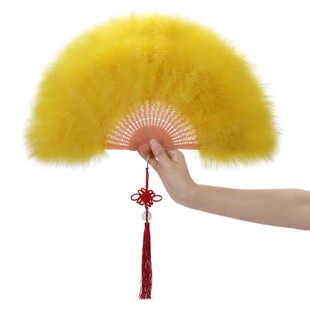精品羽毛扇子包邮全绒加厚标准扇子旗袍走秀舞台表演舞蹈扇50*30