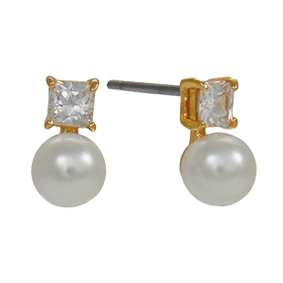 欧美现货KS2025新款个性耳环气质百搭精美迷你珍珠小锆石耳钉耳饰