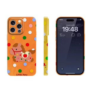 马年彩色波点木马手机壳Little Pony元气橙保护套适用iPhone17/16Promax荣耀VIVO华为小米14苹果15/13软硬壳