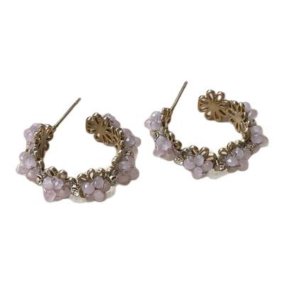 PANACHE 气质淡粉圈圈耳环 设计感清新小众高级韩国粉色耳钉女