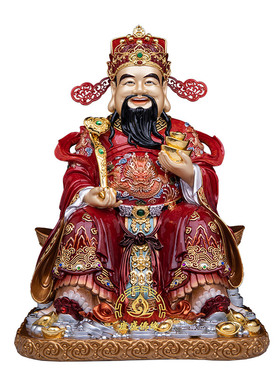 黄铜叠染财神爷佛像家用招财摆件