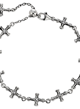 KREAM 通体925银做旧十字手链男嘻哈女欧美潮流情侣礼物