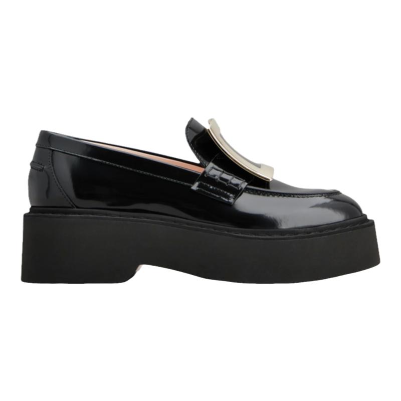 RogerVivier/罗杰维维亚女士莫卡辛鞋小牛皮金属搭扣高底休闲新款