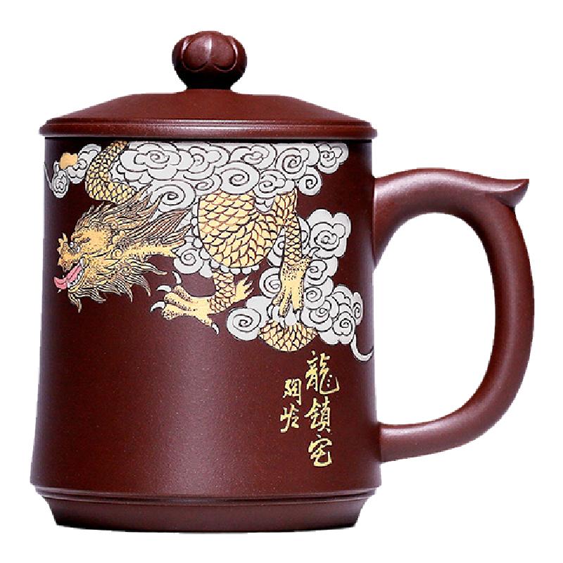 宜兴原矿紫砂杯带盖纯手工