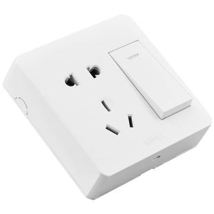 明装插座超薄家用明线五孔三孔空调十孔多孔墙面带开关面板雅白