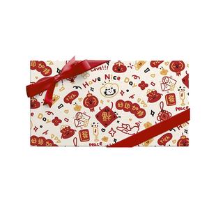 好运来可爱中式新年礼物包装纸大尺寸马年春节结婚生日伴手礼盒礼品纸高级感花束包书皮彩纸牛皮纸打包丝带