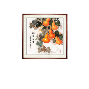 葫芦画福禄斗方手绘国画花鸟画中式入户玄关挂画走廊装饰画餐厅画