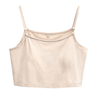 带胸垫半截吊带女莫代尔防凸点短款打底背心