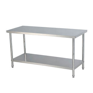 特厚不锈钢操作台定做置物架两层厨房烤箱打包工作台白钢架子桌子