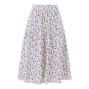 【LIME莱茵 x LIBERTY】年春夏半裙棉高腰度假风玫瑰印花半身裙