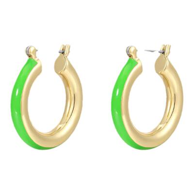 荧光绿圈圈耳环甜酷辣妹风耳饰