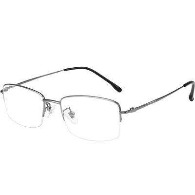 超轻商务半框纯钛眼镜男近视