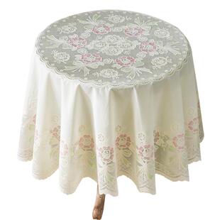 法式圆桌桌布防水防油免洗防烫圆形餐桌布台布轻奢高级感pvc桌垫