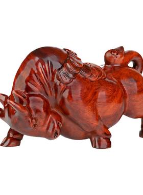 雕刻开荒牛办公室桌面招财工艺品