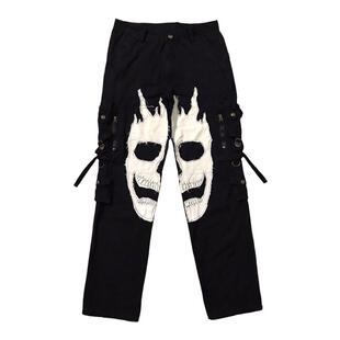 Without Me/SUC小众Remake拼接骷髅裤多口袋拉链街头宽松休闲长裤