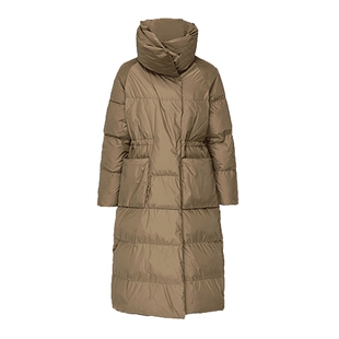 马天奴新款咖色立领拉链白鹅绒羽绒服长款宽松气质保暖外套时尚女