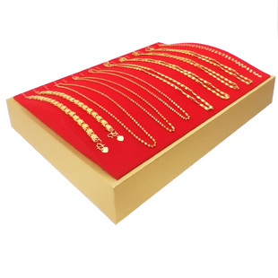 高档黄金皮质首饰收纳盘饰品项链戒指耳钉手镯展示盒珠宝看货托盘