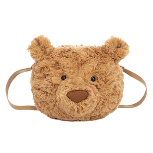 2025新款巴塞罗熊包包可爱卡通毛绒玩偶熊头包娃娃背包女士斜挎包