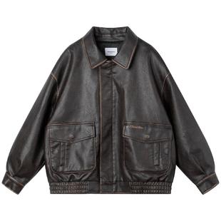 【摩卡画报】3M新雪丽绗棉皮衣复古翻领外套加厚美式夹克男女童