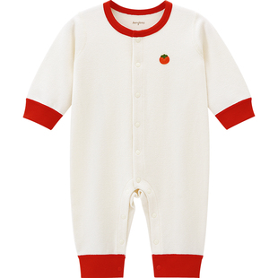 Aengbay[好柿花生]婴儿满月服纯棉红色家居连体睡衣新生儿新年服