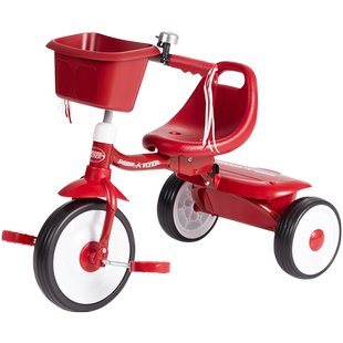 美国RadioFlyer儿童三轮车带篮子免充气脚踏车1.5-3岁手推车单车