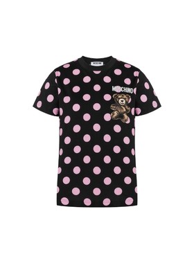 Moschino/莫斯奇诺 女士泰迪熊高波点短袖T恤