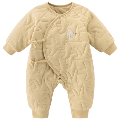 乖奇熊新生儿宝宝绑带连体衣夹棉