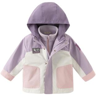 戴维贝拉儿童三合一外套春装男女童可拆卸衣服宝宝防水风衣童装
