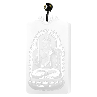 和田玉羊脂白玉本命佛不动明王菩萨吊坠男生肖属鸡本命佛玉坠玉佩