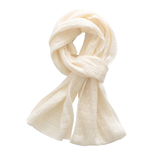 山羊绒纯色保暖长围巾男童女童针织围脖儿童白围巾亲子宝宝薄款