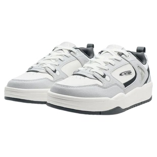 特步云帆板鞋男2025秋季新款皮网结合透气运动休闲鞋975319310017