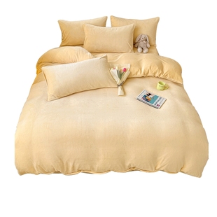 冬季双面牛奶珊瑚绒被套单件加绒加厚法兰绒床单被罩纯色四件套暖