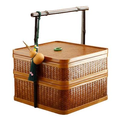 中式双层手提食盒月饼礼盒