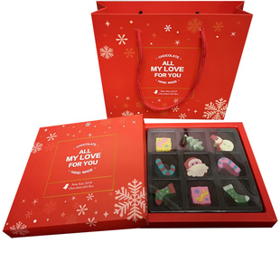 圣诞节新年生巧克力包装盒高档礼盒9粒雪花酥生巧盒手工空盒子