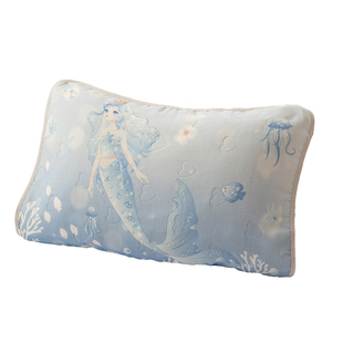 美人鱼儿童枕巾可固定带绑带纯棉40x60cm女童小女孩专用2025新款