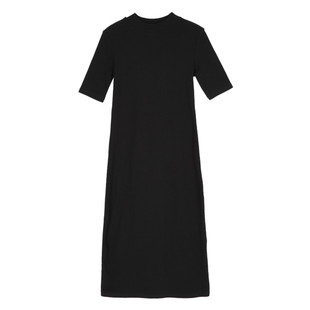 半高领针织连衣裙女长袖2025春秋新款宽松显瘦打底裙气质过膝长裙