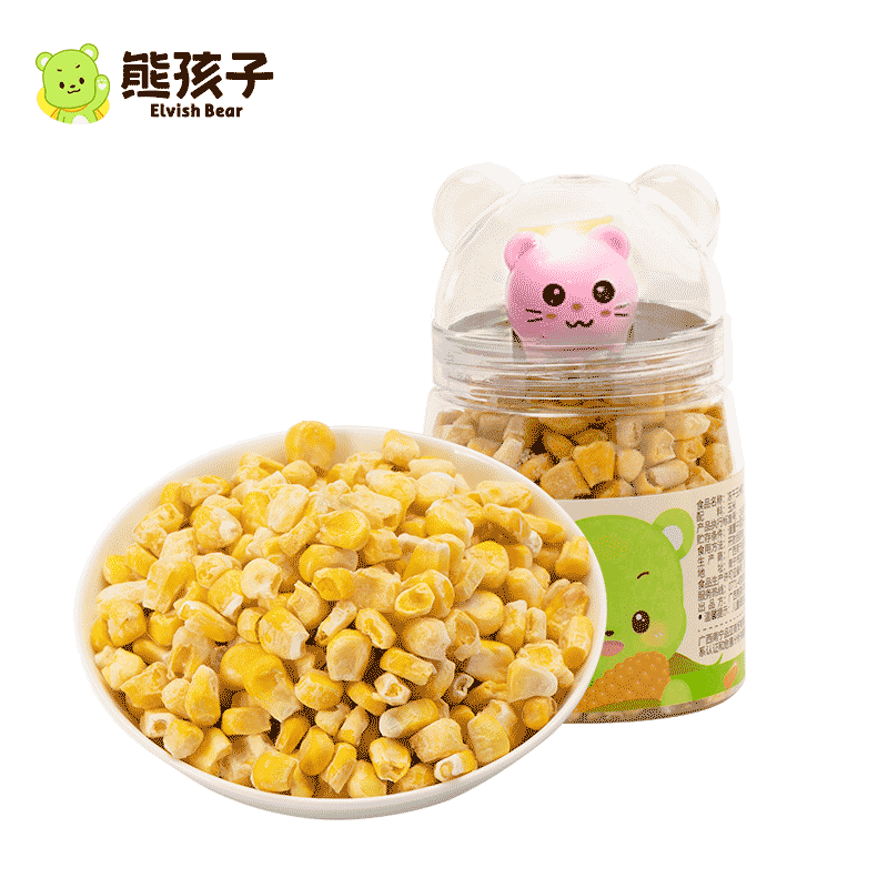 熊孩子即食凍干玉米粒50g*3罐兒童寶寶懶人蔬果干零食凍干水果干