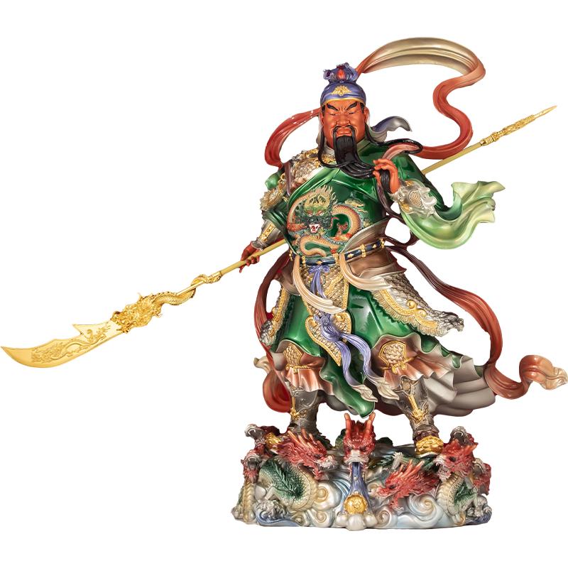 铜彩九龙关公神像武财神关二爷