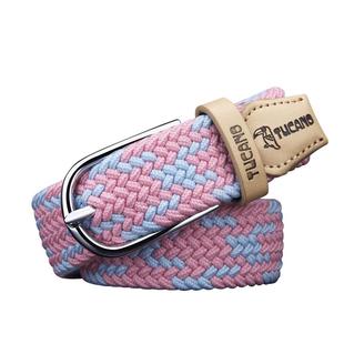 新款啄木鸟女士无孔皮带针扣腰带编织弹力松紧裤带帆布窄腰带女