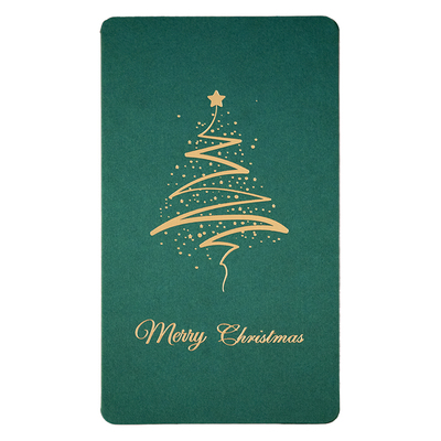 绿色复古森系烫金圣诞贺卡纸麋鹿