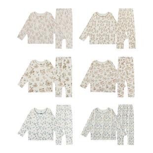 幼悠女童小动物印花家居服套装春秋元气可爱曲牙波波精致领圈睡衣