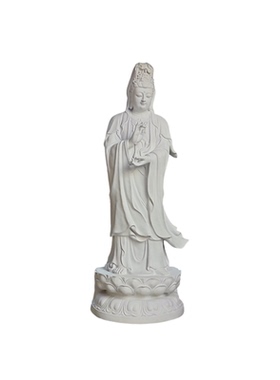 白色观音菩萨雕像户外大型观世音菩萨玻璃钢神像雕塑寺院佛像定制