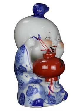 景德镇青花现代中式风陶瓷娃娃