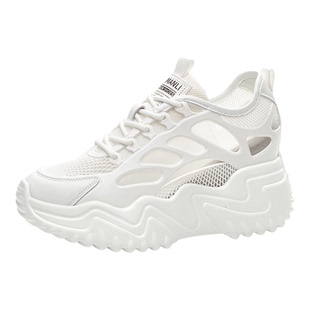 内增高小白鞋女8cm夏季小个子厚底运动透气凉鞋网面透气老爹轻便