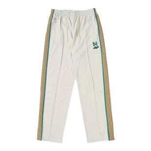 Needles track蝴蝶裤男刺绣条纹宽松直筒长裤alpi潮流休闲男裤子