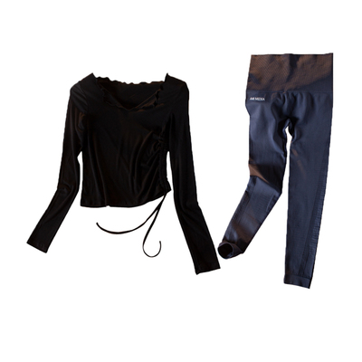 春秋抽绳速干健身服跳舞运动套装