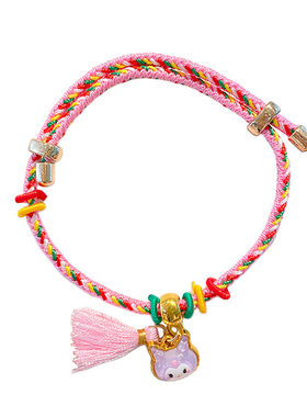 端午节五彩绳手工编织手链可爱粉色流苏手串配饰儿童宝宝手绳手链